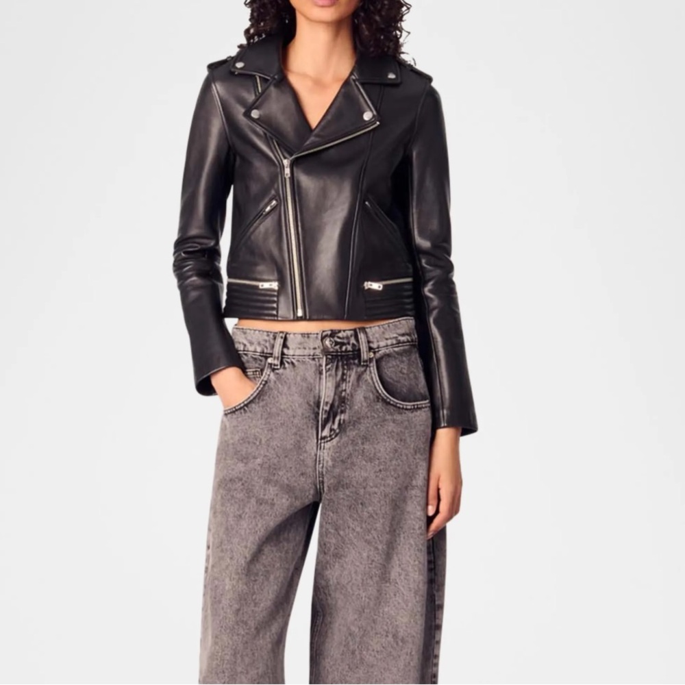 Maje Black Most wanted Leather Biker Jacket T36 brand new